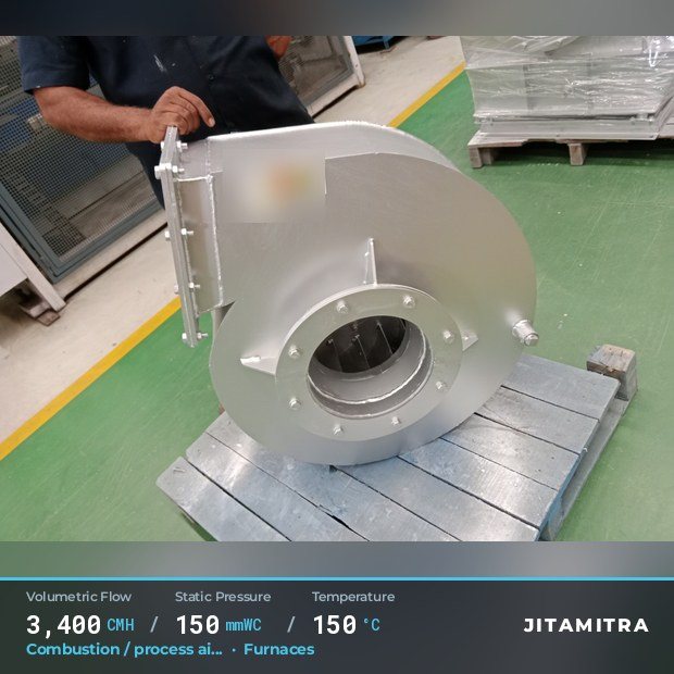 Jitamitra Furnaces fan — real dispatched build