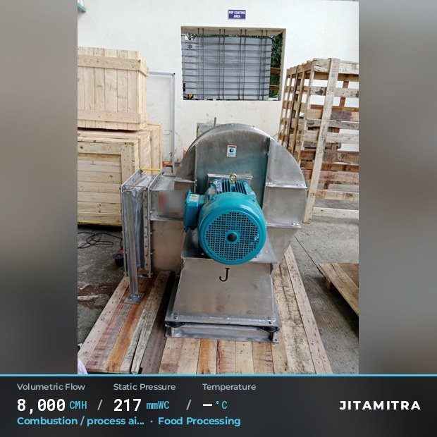 Jitamitra Food Processing fan — real dispatched build