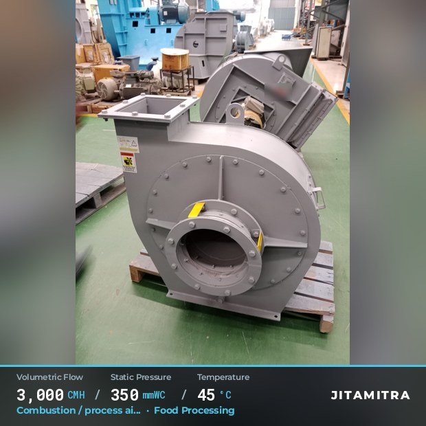 Jitamitra Food Processing fan — real dispatched build