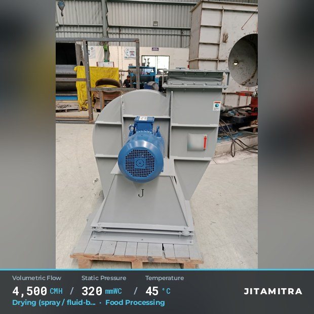 Jitamitra Food Processing fan — real dispatched build