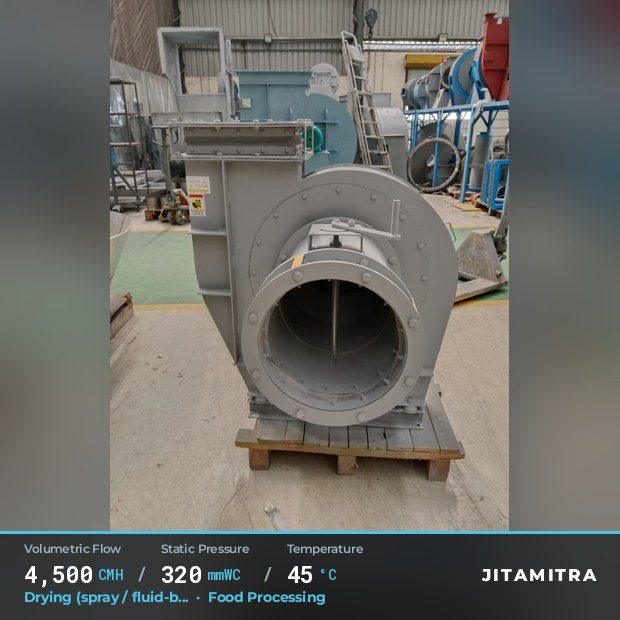 Jitamitra Food Processing fan — real dispatched build