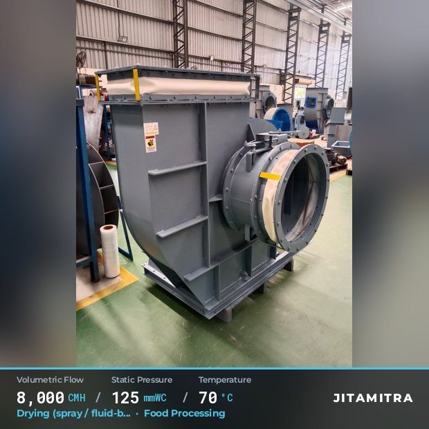 Jitamitra Food Processing fan — real dispatched build
