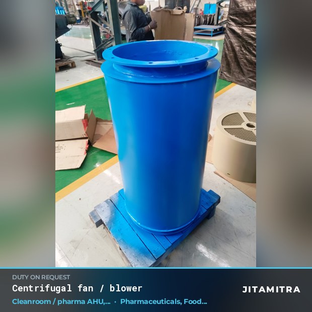 Centrifugal fan built by Jitamitra for cleanroom and pharma AHUs in pharmaceutical plants
