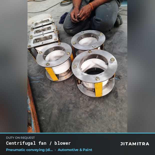 Centrifugal fan built by Jitamitra for pneumatic conveying in automotive paint shops
