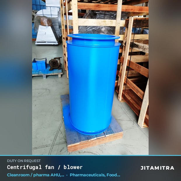 Centrifugal fan built by Jitamitra for cleanroom and pharma AHUs in pharmaceutical plants