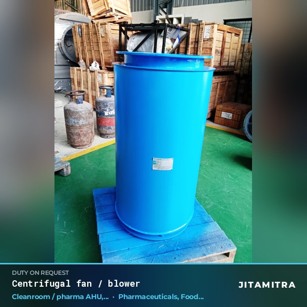 Centrifugal fan built by Jitamitra for cleanroom and pharma AHUs in pharmaceutical plants