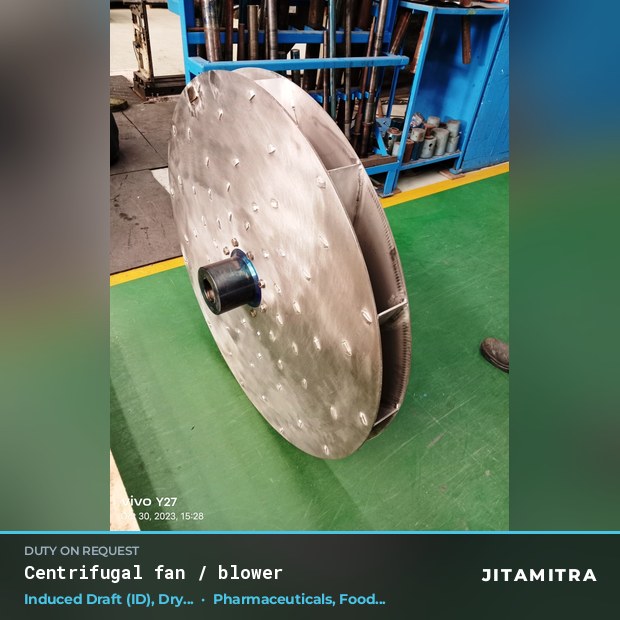 Centrifugal fan built by Jitamitra for induced draught in pharmaceutical plants