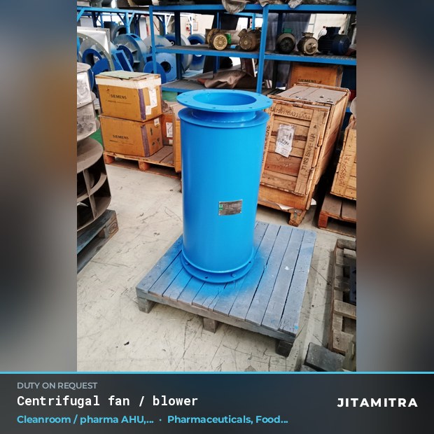 Centrifugal fan built by Jitamitra for cleanroom and pharma AHUs in pharmaceutical plants