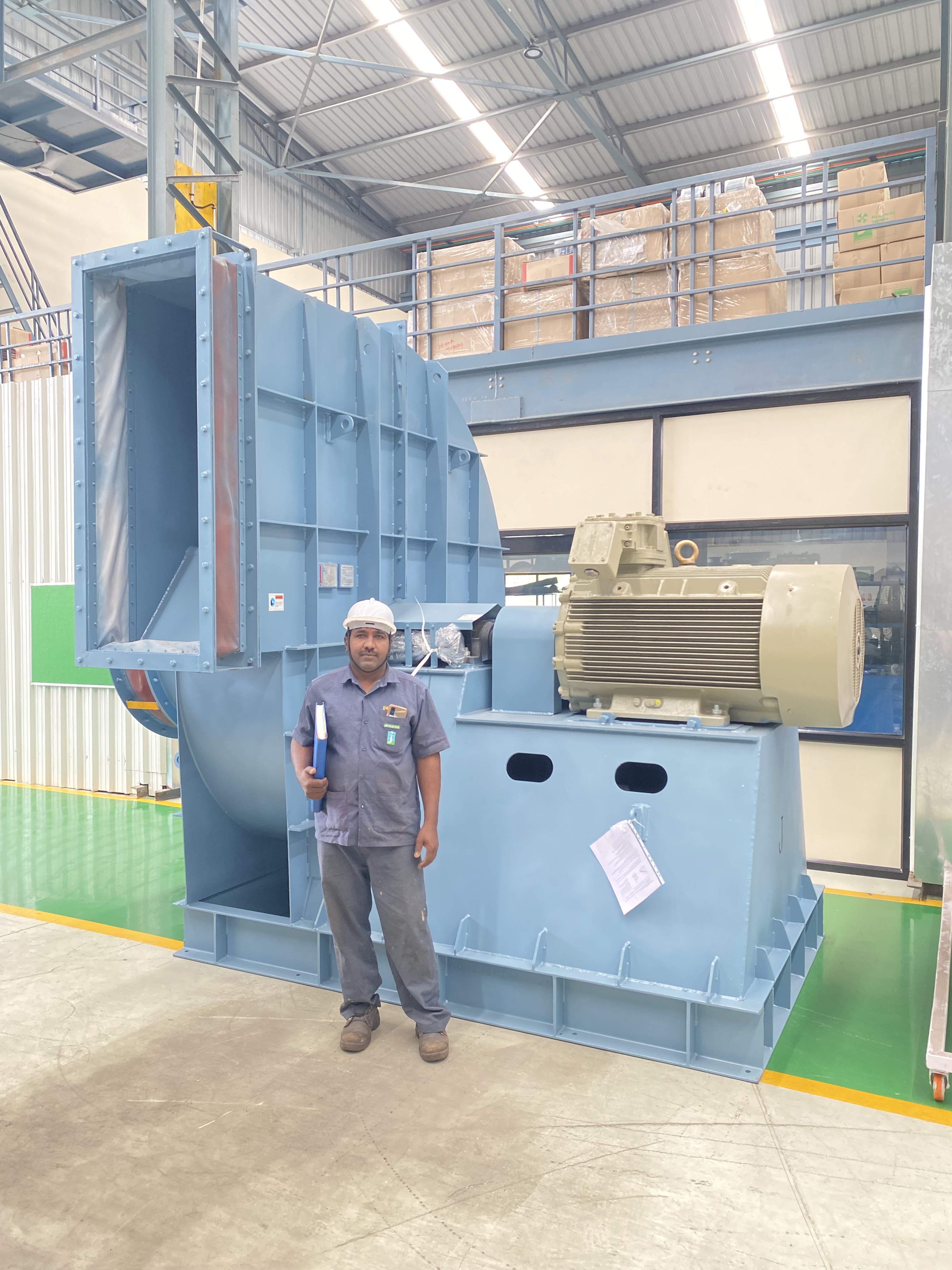 Backward-curved process fan for a plastics compounding line on the Jitamitra shop floor