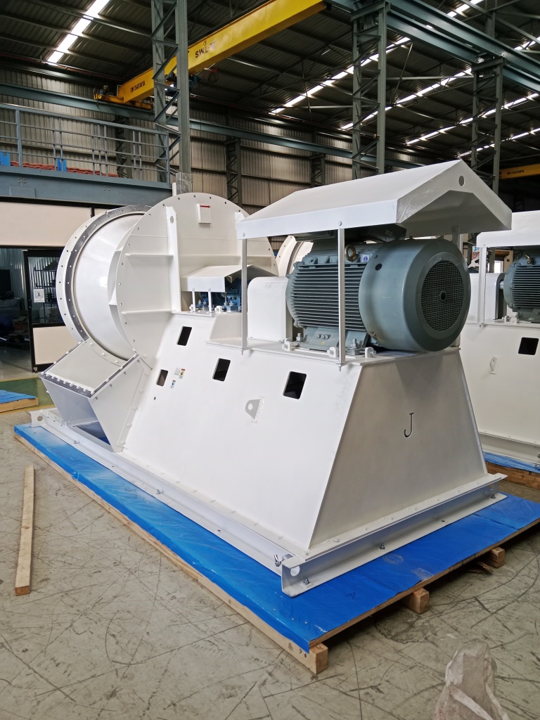 Spark-resistant centrifugal fume-extraction fan on the Jitamitra shop floor