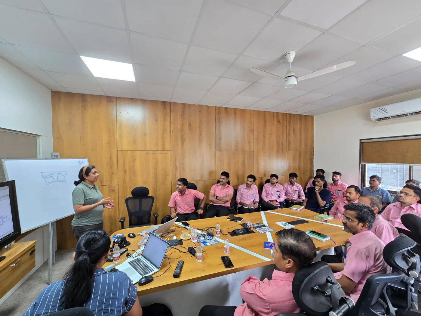 A technical session in our meeting room, with the production and design teams attending